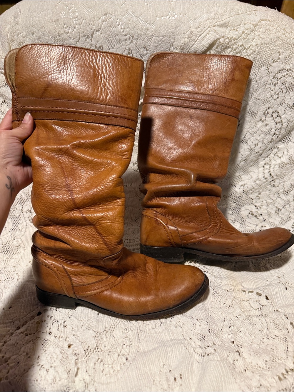 Frye Melissa Riding Boots in Cognac Brown